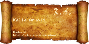 Kalla Arnold névjegykártya
